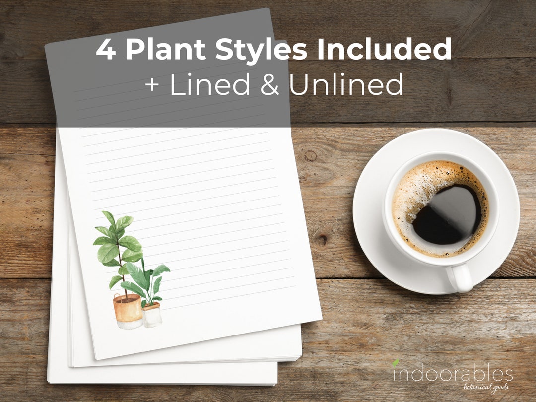 Printable Plant Stationery Paper / 4 Styles / 8.5x11, A4 / Letter ...