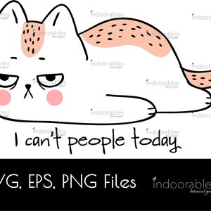 Gato introvertido, não posso pessoas hoje, arquivo SVG, PNG, EPS