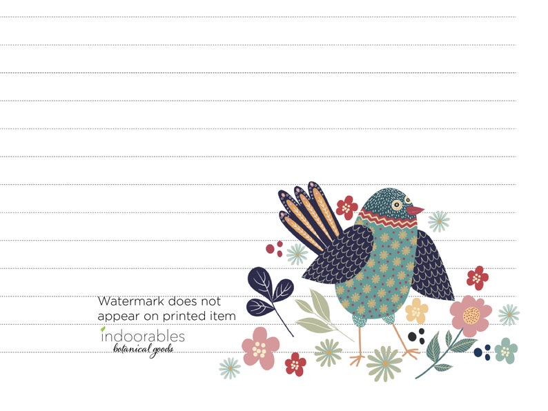 Printable Bird Stationery Paper / 4 Styles / 8.5x11, A4 / Letter