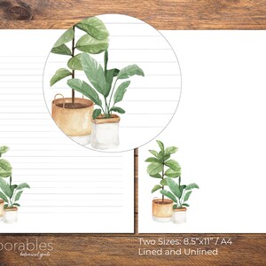 Printable Plant Stationery Paper / 4 Styles / 8.5x11, A4 / Letter Writing / Instant Digital Download / Lined Unlined / Plants / Botanical image 2