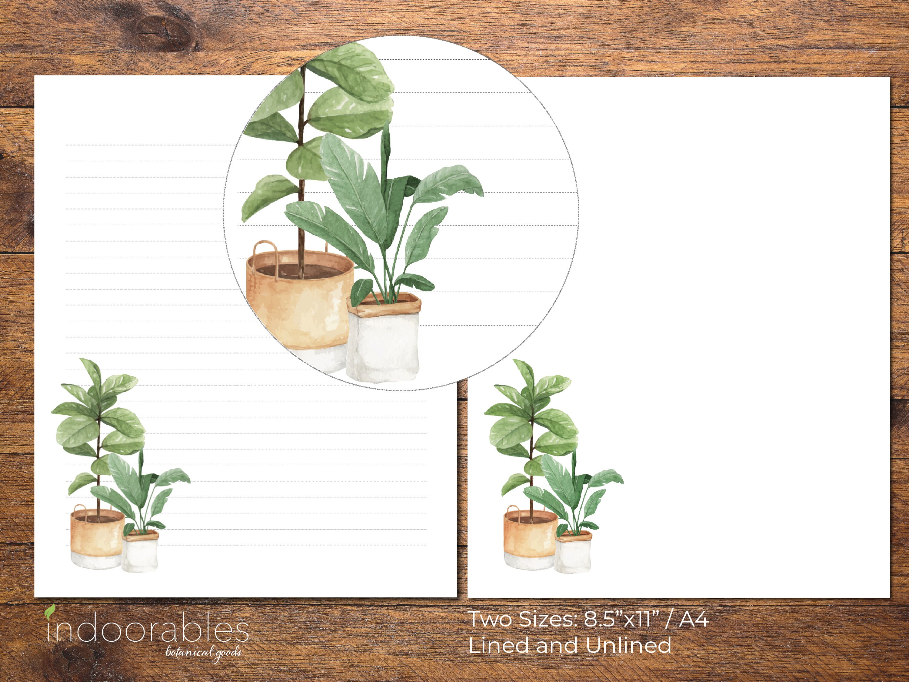 Printable Plant Stationery Paper / 4 Styles / 8.5x11 A4 / | Etsy