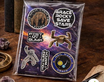 Project Hail Mary Sticker Sheet: Set of 7 Waterproof Vinyl Fan Art (4x6")