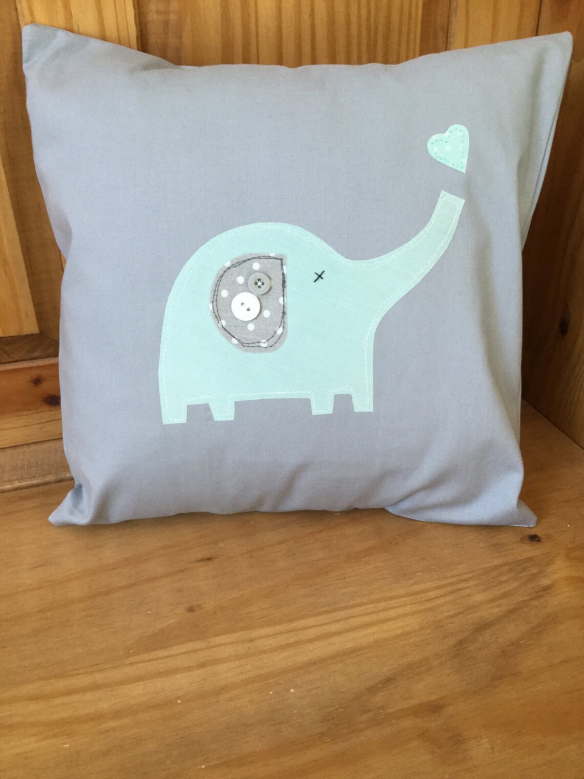 Hand made elephant cushion cover nursery mint green grey Etsy