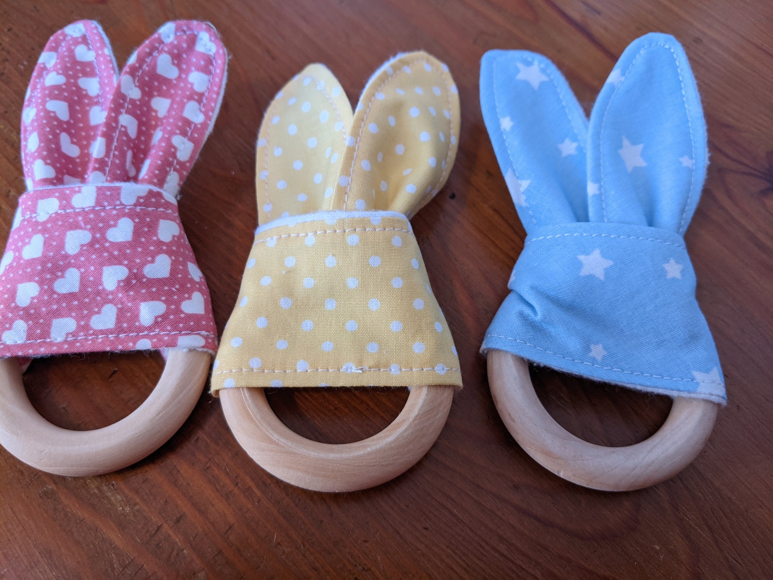 Baby Teething Ring Handmade Fabric Teething Wooden Ring Floral Etsy