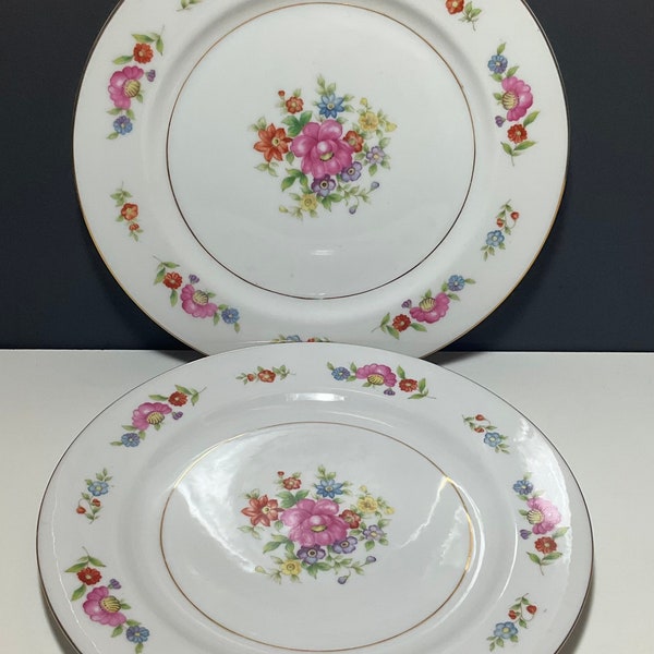 2 Occupied Japan “Moriyama” Dinner Plates Formal Dining Plates Rare Vintage Dishes