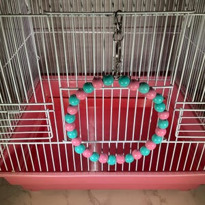 Parakeet Bird Round Swing Small Bird Cage Toys, Crafts, Bird Supply Handmade USA