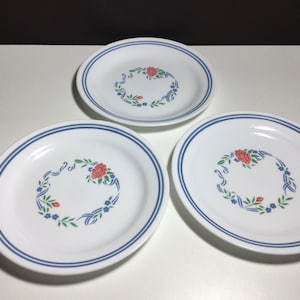 3 Vintage Corelle “Summer Fair” Salad Plates, Discontinued USA Tableware, Dining Vintage