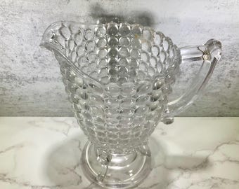Hobnail Glass Pitcher Mid Century Vintage