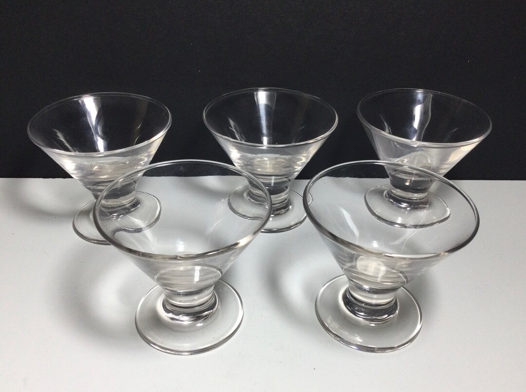5 Mini Martini Glasses serve by Cellar Thick Stem Vshape Etsy