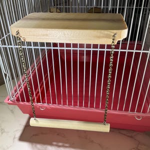 Parakeet Small Bird Flat Board Perch With Swing Cage Toys, Crafts, Bird Supply Handmade USA