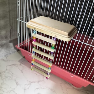 Parakeet Small Bird Flat Board Perch With Ladder Cage Toys, Crafts, Bird Supply Handmade USA