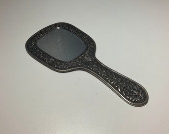 Hand Held Metal Mirror, Pocket Mirror Vintage