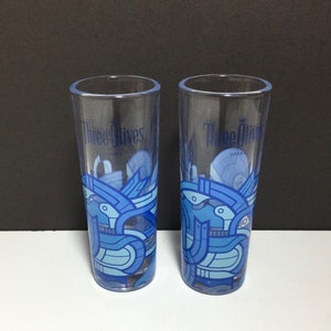 2 ThreeOlives Vodka Tall Shot Glasses, England, Barware, Vintage Glasses