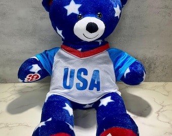 Build-A-Bear Workshop USA Blue Teddy Bear Vintage