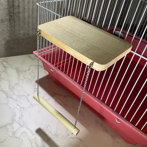 Parakeet Small Bird Flat Board Perch With Swing Cage Toys, Crafts, Bird Supply Handmade USA