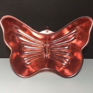 Copper Butterfly Cake Pan Mold Jello, 6 Cups Vintage Dishes