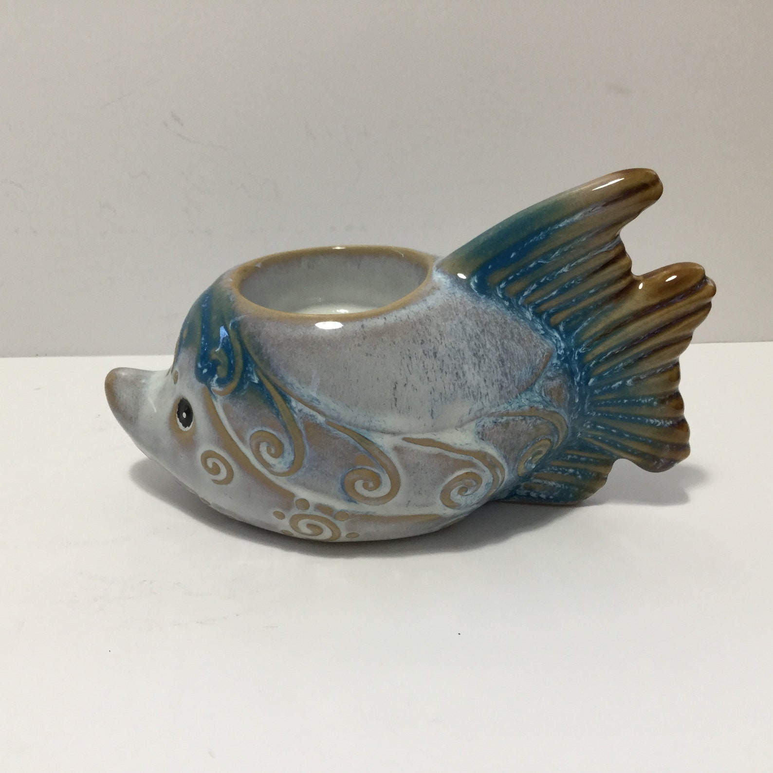 Vintage Fish Tealight Votive Candle Holder Ceramic Pottery Etsy