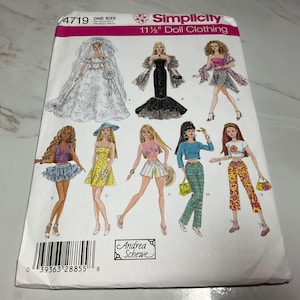 Simplicity 4719 11 1/2” Doll Clothes Andrea Schewe New Uncut
