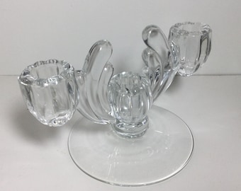 Vintage Heisey Crystolite Glass 3-Light Candlestick, 1950s