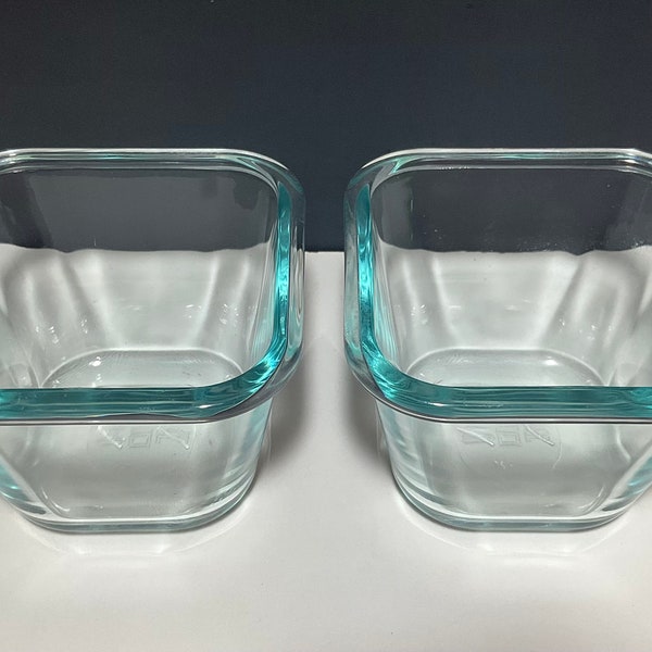 2 Pyrex Aqua Blue/Green Tint Small Glass Pans Vintage Dishes