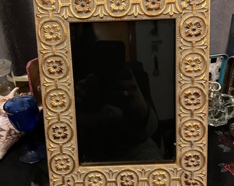 Gold scroll black scrying mirror