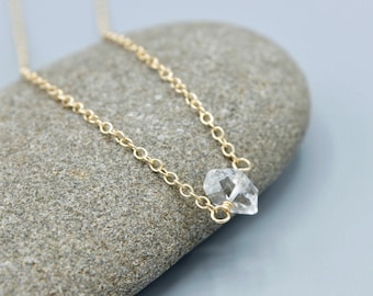 Herkimer diamond necklace, herkimer diamond crystal necklace, herkimer diamond crystal pendant, delicate herkimer diamond necklace