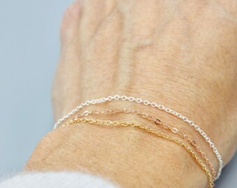 Dainty Sterling Silver Stacking Bracelet, Minimalist Layering Bracelet