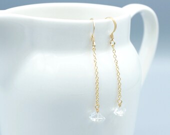 Herkimer Diamond Dangle Earrings, Minimalist Crystal Jewelry