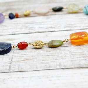 gold gemstone statement necklace, bold boho necklace, chunky bohemian necklace, large boho necklace, statement necklace, boho necklace
