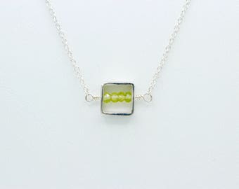 Sterlingzilveren peridotkraalketting, geometrische minimalistische sieraden
