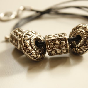 silver multi wrap bracelet, macrame jewelry, Bead corded bracelet, multi wrap bracelet