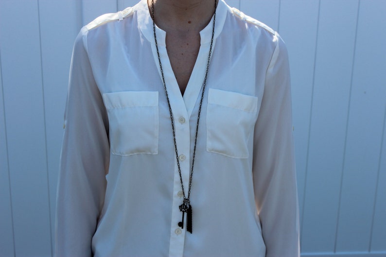long tassel necklace charm necklace skeleton key pendant Skeleton key necklace long Skeleton key necklace
