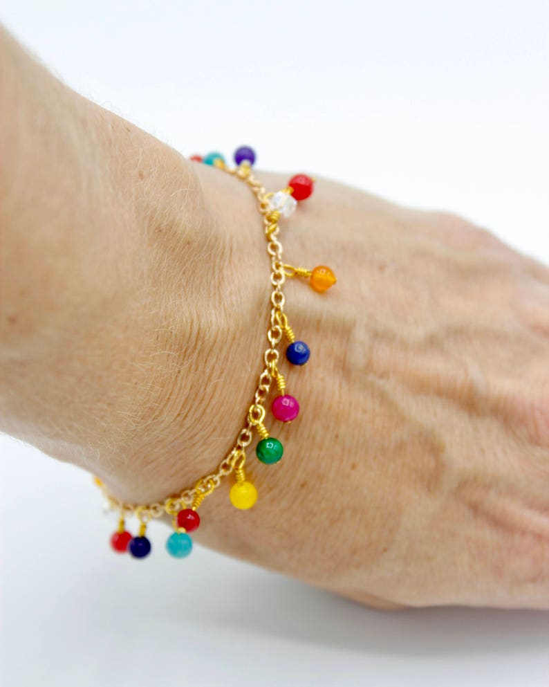 Delicate Beaded Gold Bracelet, Dainty Beaded Gold Bracelet, Small