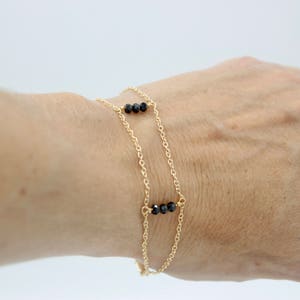 gold bead bar bracelet, grandma bracelet, mommy bracelet, mini gemstone bracelet, delicate gemstone bar bracelet image 8