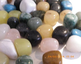 5 stones rolled semi precious assorted 16 mm 14 mm pink, green yellow brown