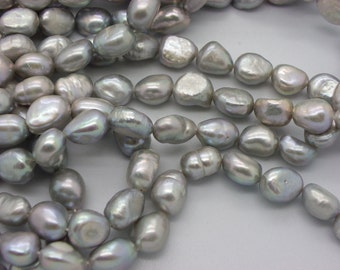 34 9 x 10 mm baroque silver grey cultured pearls