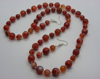 set necklace and earrings made of Rusty orange natural agate