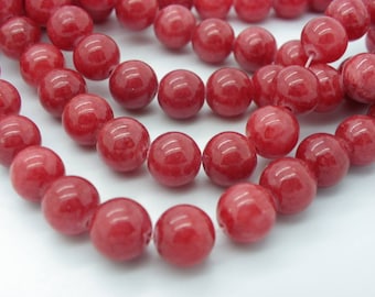 50 8 mm round jaspe rusty tomato red jade