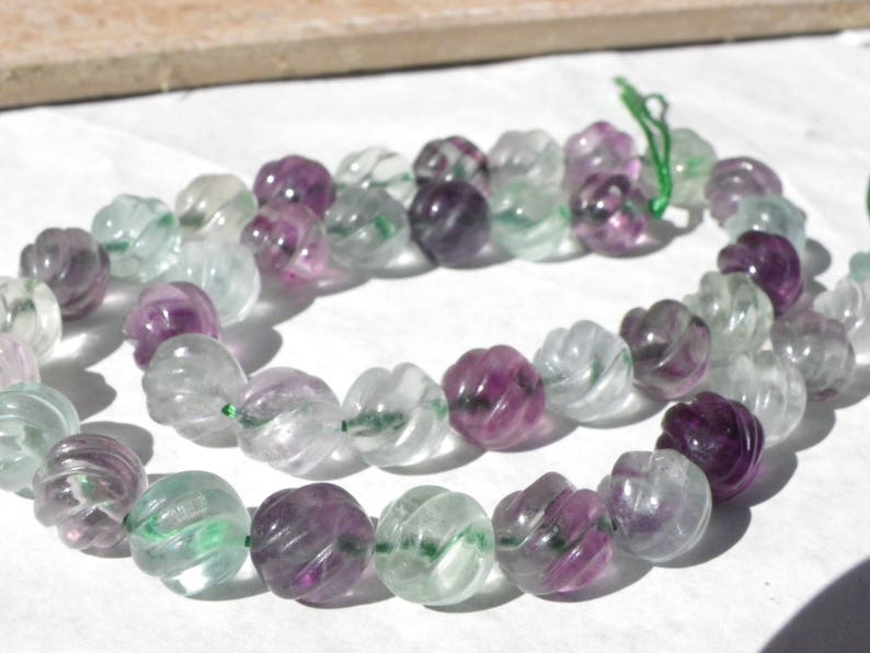 10 8 mm carved transparent green purple gemstone fluorite