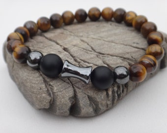 Collier onyx noir mat et brillant et perles argent 925 pour Homme