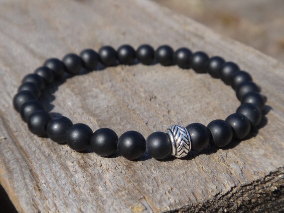 GOOD.designs ® Pulsera hombre chakra Negro Pulsera energia Pulsera de bolas negro para hombre Pulsera Onix Hombre