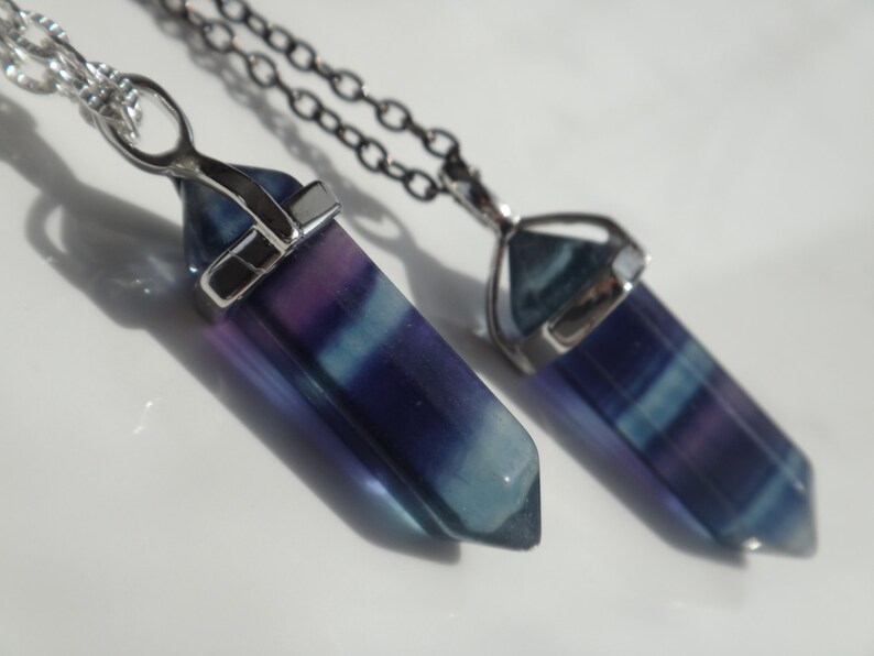 Healing Fluorite Health and energy Reiki pendant. Fluorite Crystal necklace Chakra necklace Layering collar Crystal point necklace