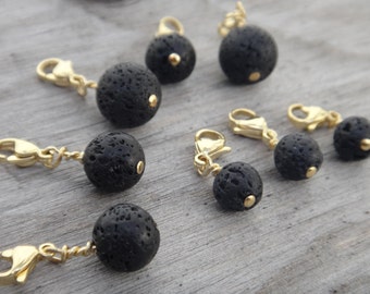 Essential oil diffuser Aromatherapy lava rocks Volcanic stone Gold Stainless steel Personalize your jewelry necklace bracelet Lava charm