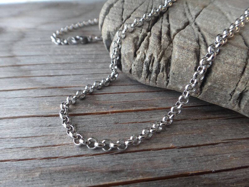 Thin Stainless Steel Chain. Hypoallergenic Chain for Boy. Coarse Mesh