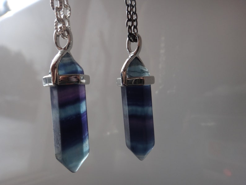 Healing Fluorite Health and energy Reiki pendant. Fluorite Crystal necklace Chakra necklace Layering collar Crystal point necklace