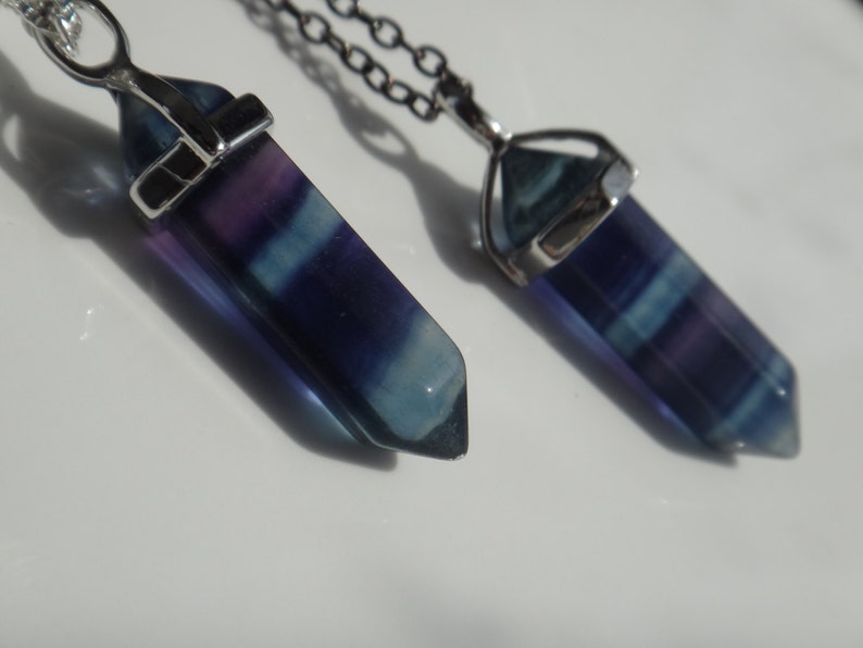 Healing Fluorite Health and energy Reiki pendant. Fluorite Crystal necklace Chakra necklace Layering collar Crystal point necklace