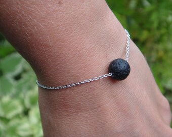 Delicatezza gratuita. Bracciale diffusore olio essenziale. Pietre laviche aromaterapia. Bracciale in pietra vulcanica Acciaio inossidabile