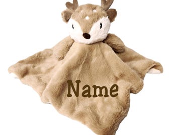 SONA G DESIGNS Personalized Plush Fawn Reindeer Baby Lovey Lovie Security Blanket