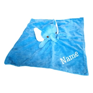 Elephant Personalized Baby Blanket Lovey with Custom Embroidered Name