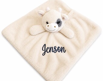 SONA G DESIGNS Personalized Plush Cow Baby Lovey Lovie Security Blanket